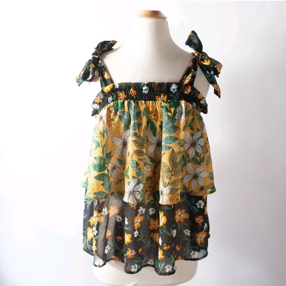 Women's Floral Print Flowy Tiered Tank Top - Picture 8 of 8